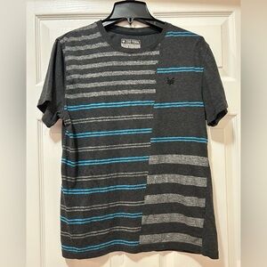Zoo York Men's Gray and Blue Striped T-Shirt